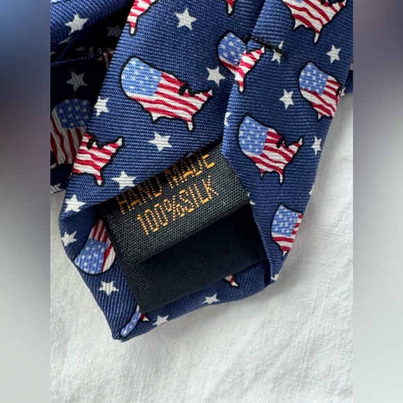 USA FLAG TIE Alynn 100% silk handmade USA 🇺🇸 flag tie Men’s Necktie - Picture 1 of 7